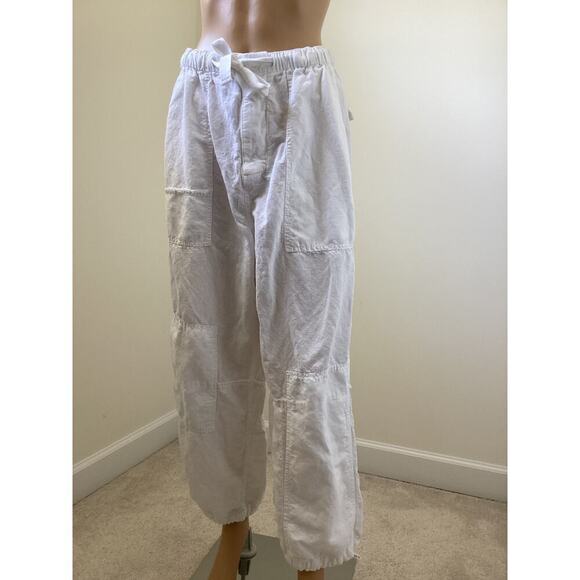 Zara women’s linen blend cargo trousers white beachy pants sz XS - Picture 1 of 7